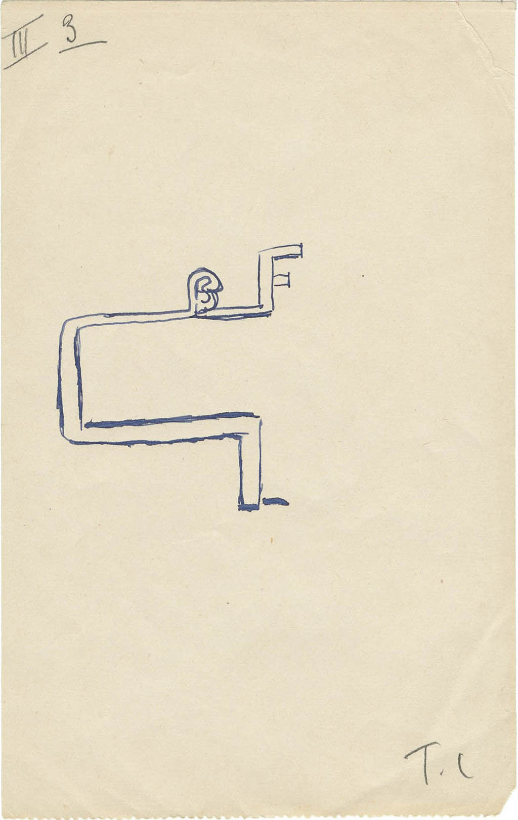 Jeu de Dessin Communique (Game of Communicated Drawing) - Therese Casa - Le Chaise RF (The Armchair RF) - c.1938 pencil and ink on six sheets of paper